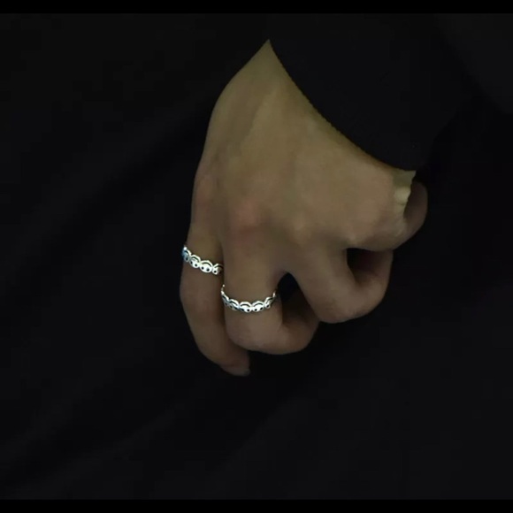 Silver Smiley Face Stackable Ring - Picture 5 of 11
